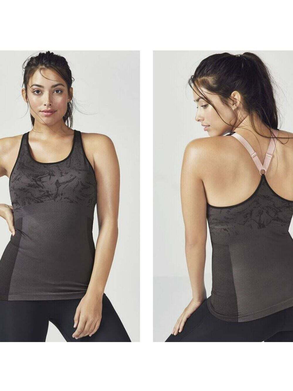 Fabletics Eliza Tank Large Grey Seamless Compression Core Fit Racerback Gym